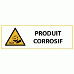 PANNEAU DE DANGER ISO EN 7010 - PRODUIT CORROSIF - W023  - 297 X 105 MM - PVC
