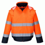 PORTWEST C464 BLOUSON HV 2-EN-1 HV DOUBLÉ POLAIRE ORANGE/MARINE - TAILLE S