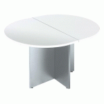 TABLE DE RÉUNION OVALE EXTENSIBLE EXCELLENS BOIS L140 X P 120 CM PLATEAU BLANC PIEDS CROIX ALUMINIUM