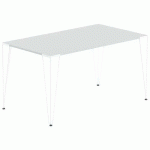 TABLE RÉUNION LORI 140 X 80 CM PLATEAU GRIS CLAIR PIED BLANC - MBA