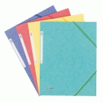 LOT DE 10 - CHEMISE À ÉLASTIQUE 3 RABATS CARTE EUROFOLIO OXFORD 24,5 X 32 CM DOS 2 CM COULEURS CLASSIQUES ASSORTIES