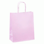SACS BOUTIQUE KRAFT ROSE POIGNÉES TORSADÉES 22 X 18 X 8 CM - 50 SACS
