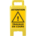 SIGNALETIQUE.BIZ FRANCE - CHEVALET DE SIGNALISATION DE DANGER. CHEVALET JAUNE. CHEVALET DE SIGNALISATION POUR LA SIGNALISATION TEMPORAIRE - ATTENTION