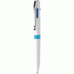 LOT DE 10 - STYLO-BILLE 4 COULEURS SCHNEIDER TAKE 4 MEDIUM VISCOGLIDE RECHARGEABLE CLIP METAL CORPS PLASTIQUE RECYCLE