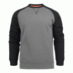 MAC ONE SWEATSHIRT COL ROND DAVID GRIS CHINÉ/NOIR - TAILLE XS