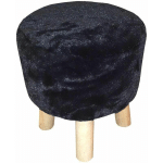 POUF TRÉPIED IMITATION FOURRURE NOIRE - NOIR