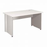 BUREAU DROIT ACTIVITY - L. 140 X P. 80 CM - PLATEAU BLANC - PIEDS PLEINS 'ALUMINIUM'