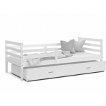 LIT ENFANT MILO 90X190 BLANC - BLANC LIVRÉ AVEC SOMMIERS, TIROIR ET MATELAS EN MOUSSE DE 7CM - BLANC - BLANC