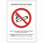 PANNEAU INTERDICTION DE FUMER PVC 210X300MM