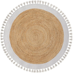 RENDEZ-VOUS DÉCO - TAPIS ROND ANAIS EN JUTE NATUREL ET BLANC D120 CM - BLANC