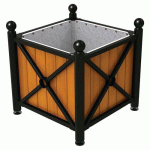 JARDINIÈRE AC/BOIS PROVINCE BOULE 80X80 CM CHÊNE/NOIR 9005 - PROCITY