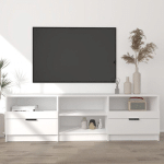 MEUBLE TV BLANC 150X33,5X45 CM BOIS D'INGÉNIERIE