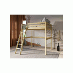 PACK LIT MEZZANINE 2 PLACES TED + MATELAS  BOIS NATUREL 140X190 CM