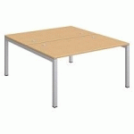 PÔLE 2 BUREAUX L 140 CM PLATEAUX HÊTRE, PIÈTEMENT MÉTAL - TEAM LINE ALUMINIUM
