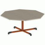 TABLE BANDANA OCT Ø120 T2 PC STR POLY. ÉRABLE G. BEIG/PAPAYE - MOBIDECOR