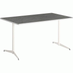 TABLE TAMARIS 160X80 PL.MÉTAL BROSSÉ/BLANC PIET.SABLE/ARGENT - CLEN