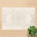 MICASIA - TAPIS EN VINYLE - MANDALA WATERCOLOUR PATTERN ORNAMENT BEIGE - PAYSAGE 2:3 DIMENSION HXL: 40CM X 60CM