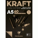 KRAFT BI-FACE BLOC COLLÉ 60F A5 90G - MARRON/NOIR - LOT DE 10