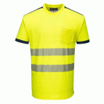 LOT DE 2 - PORTWEST T181 T-SHIRT HV PW3 JAUNE/MARINE - TAILLE S