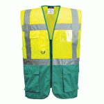 LOT DE 3 - PORTWEST C476 GILET EXECUTIVE WARSAW JAUNE/VERT - TAILLE XXXL