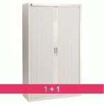 PACK ARMOIRES À RIDEAUX BRUNEAU H 200 CM CORPS BLANC RAL 9003 / PORTES BLANC - 1 ACHETÉE = 1 OFFERTE DE MÊME COLORIS