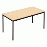 TABLE POLYVALENTE RECTANGLE - L. 160 X P. 80 CM - PLATEAU ERABLE - PIEDS NOIRS