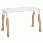 BUREAU DROIT ECLA BLANC L 120 X P 60 CM PIÈTEMENT MÉTAL ET BOIS