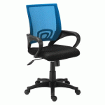 CHAISE DE BUREAU SPRING - ASSISE TISSU NOIR DOSSIER BLEU