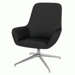 FAUTEUIL CITY DOSSIER MOYEN PIED ALU ENDUIT PVC NOIR - QUADRIFOGLIO