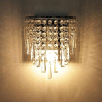 ORMROMRA - MODERNE APPLIQUE MURALE EN CRISTAL K9 INTÉRIEUR LAMPE MURALE CRISTAL FINITION CHROMÉE EN ACIER INOXYDABLE BASE DE LAMPE E14 POUR CHAMBRE À