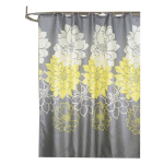 RIDEAU DE DOUCHE FLEUR JAUNE GRIS PIVOINE FLORAL 72WX72L POUCES PRINTEMPS AQUARELLE RUSTIQUE NATURE ABSTRAIT MODERNE PLANTE 12 PACK CROCHETS