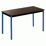 TABLE MODULAIRE DOMINO RECTANGLE - L. 120 X P. 60 CM - PLATEAU NOIR - PIEDS BLEUS