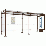 ABRI BUS PROVINCE 5 M CAISSON 1 BARDAGE INOX MARRON 8017 - PROCITY