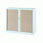 ARMOIRE BASSE À RIDEAUX MONOBLOC GÉNÉRIC H 100 X L 120 BLANC-CHÊNE CLAIR