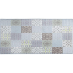 BELIANI - TAPIS RECTANGULAIRE MOSAÏQUE GRIS BEIGE ET BLANC EN POLYESTER POUR CHAMBRE OU SALON AU STYLE BOHÈME 80 X 150 CM GRIS