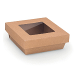 BOÎTE EN CARTON CARRÉE 75CL COUVERCLE À FENÊTRE KRAFT BRUN - LOT DE 50