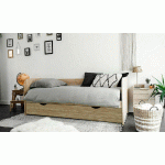 LIT BANQUETTE GIGOGNE FLOCON  BOIS NATUREL 80X200 CM