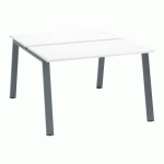 PÔLE DE 2 BUREAUX ECLA BLANC L 120 X P 60 CM PIÈTEMENT MÉTAL FINITION ANTHRACITE