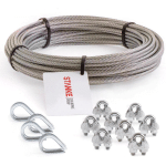 SEILWERK STANKE - CÂBLE D'ACIER INOXYDABLE V4A, 5M, DIAMÈTRE 5MM 7X19, 4X COSSE-CÈUR V4A, 8X SERRE-CÂBLE È ÉTRIER V4A - SET 2