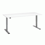 BUREAU RÉGLABLE EN HAUTEUR ÉLECTRIQUE ECLA ERGO L 180 X P 80 CM PIED GRIS ALUMINIUM / PLATEAU BLANC