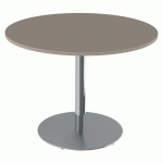 TABLE MENORCA Ø100 T6 - ÉP. 24 MM STRAT ABS PRALINE/CHROMÉ - MOBIDECOR