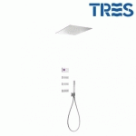 KIT DE DOUCHE THERMOSTATIQUE ÉLECTRONIQUE ET ENCASTRÉ SHOWER TECHNOLOGY BLANC MAT - TRES 09286312BM