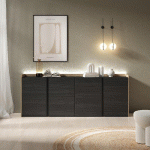 SKRAUT HOME - BUFFET EFFET BOIS NOIR ET CHÊNE 207X35X80CM AVEC LED