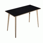 TABLE HAUTE HALDEN - H. 110 X L.160 X 80 CM - PLATEAU NOIR - PIEDS INCLINES EN BOIS CHENE
