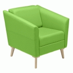 FAUTEUIL WIND PIEDS BOIS DOSSIER BAS ENDUIT PVC M2 VERT - GGI