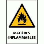 PANNEAU ISO EN 7010 - MATIÈRES INFLAMMABLES - W021  - 210 X 148 MM (A5) - VINYLE SOUPLE AUTOCOLLANT - LOT DE 3