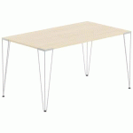 TABLE RÉUNION LORI 140 X 80 CM PLATEAU CHÊNE CLAIR PIED ALU - MBA