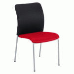 LOT DE 4 - CHAISE BRUNEAU SIRACUSA DOSSIER NOIR ET ASSISE ROUGE
