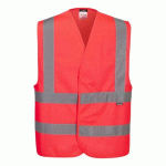 LOT DE 4 - PORTWEST C470 GILET HAUTE-VISIBILITÉ BAUDRIER DOUBLE CEINTURE ROUGE - TAILLE L/XL