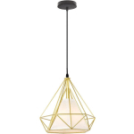 LUSTRE SUSPENSION INDUSTRIEL FER FORGÉ ÉCLAIRAGE DE PLAFOND ABAT-JOUR FORME DIAMANT 25CM LAMPE SUSPENSION E27 POUR CHAMBRE SALON BAR - DORÉ - DORÉ